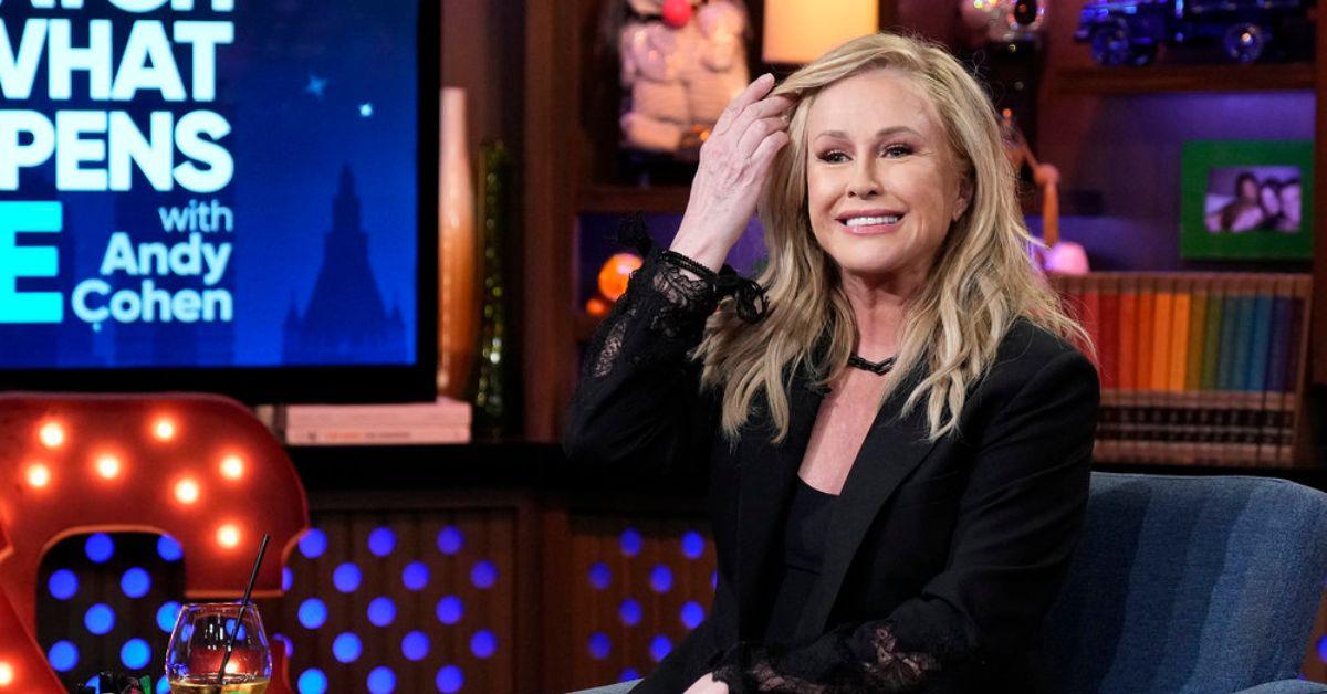 Kathy Hilton holding her hair on 'WWHL' 