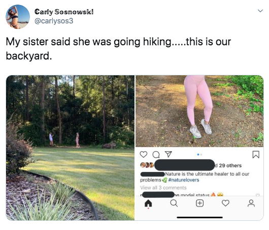 Girl Calls Out Sister For Posting Fake Hiking Photos She Actually Took