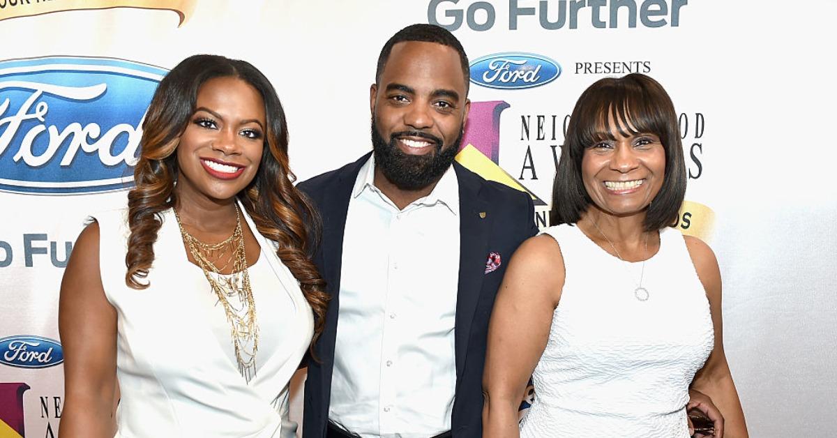 Kandi Burruss, Todd Tucker and Joyce Burruss attend the 2015 Ford Neighborhood Awards Hosted By Steve Harvey at Phillips Arena on August 8, 2015 in Atlanta, Georgia.