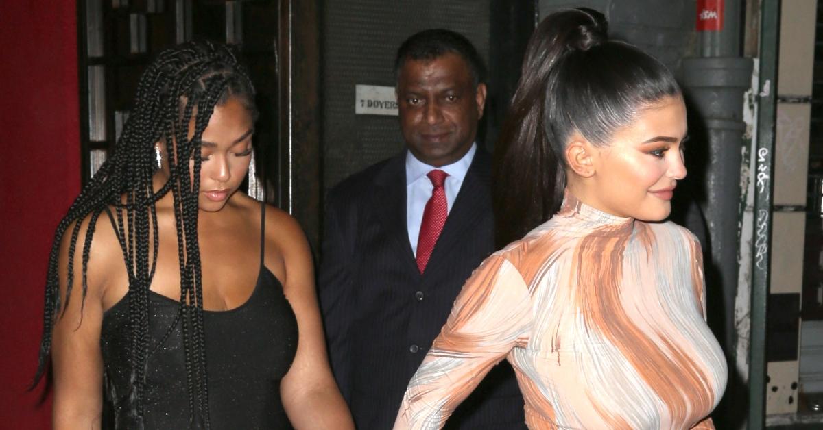 (l-r): Jordyn Woods and Kylie Jenner walking outside