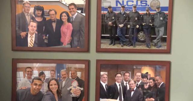 Framed photos of the 'NCIS' teams