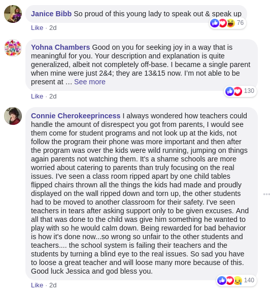 Comments on viral post of teacher going on an unfiltered rant after quitting her job.