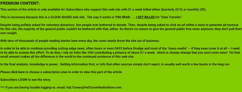 A Hal Turner premium subscription notification