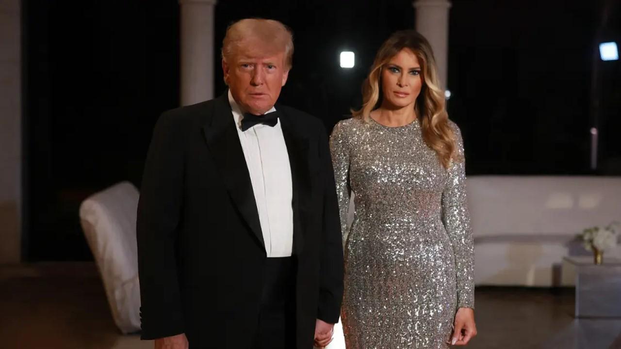 Donald and Melania Trump at a New Years event at their Mar-a-Lago home on Dec. 31, 2022 