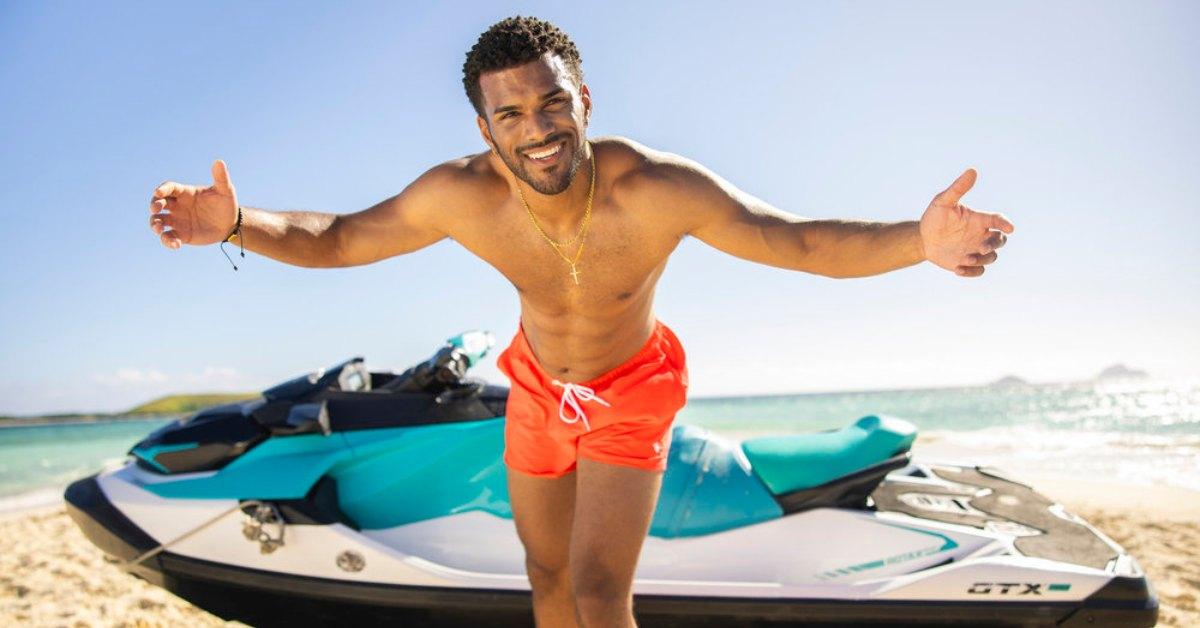 Jeremiah Brown from 'Love Island USA' Season 7 in front of a jetski.