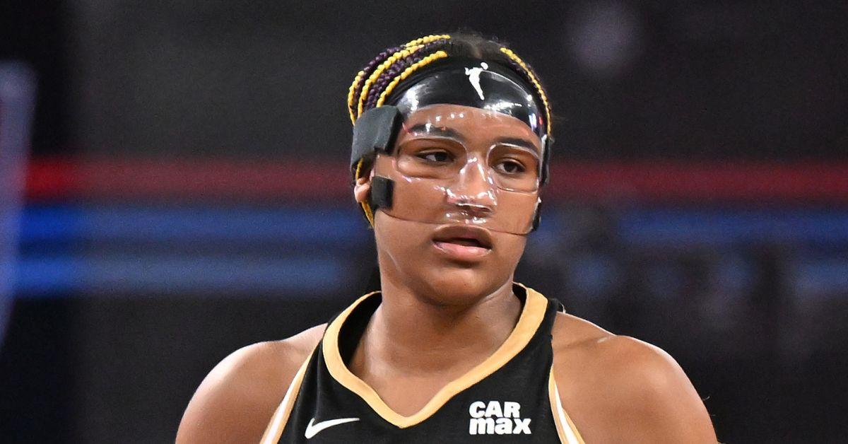 Aaliyah Edwards #24 of the Washington Mystics looks on against the Atlanta Dream at Gateway Center Arena