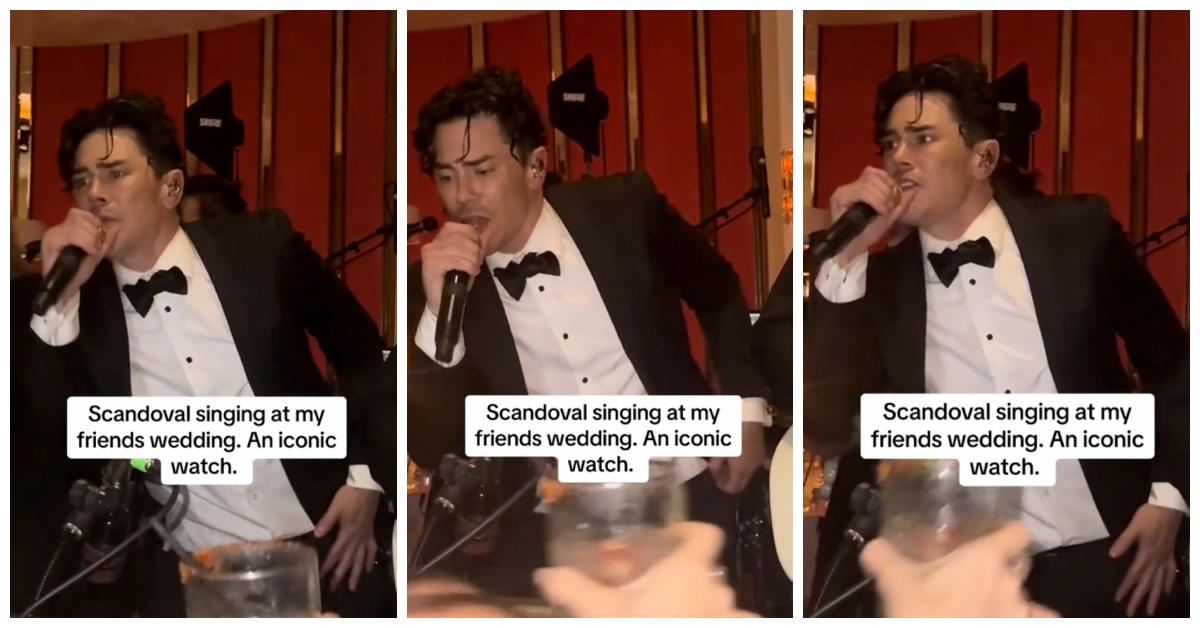 Tom Sandoval singing "Sex on Fire" by Kings of Leon at a wedding in September 2024.