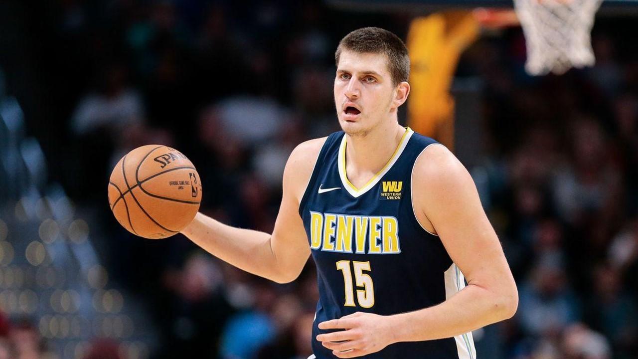 Nikola Jokić playing for the Denver Nuggets