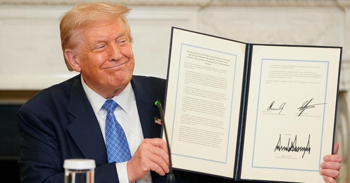 Donald Trump at a signing ceremony in the State Dining Room of the White House.