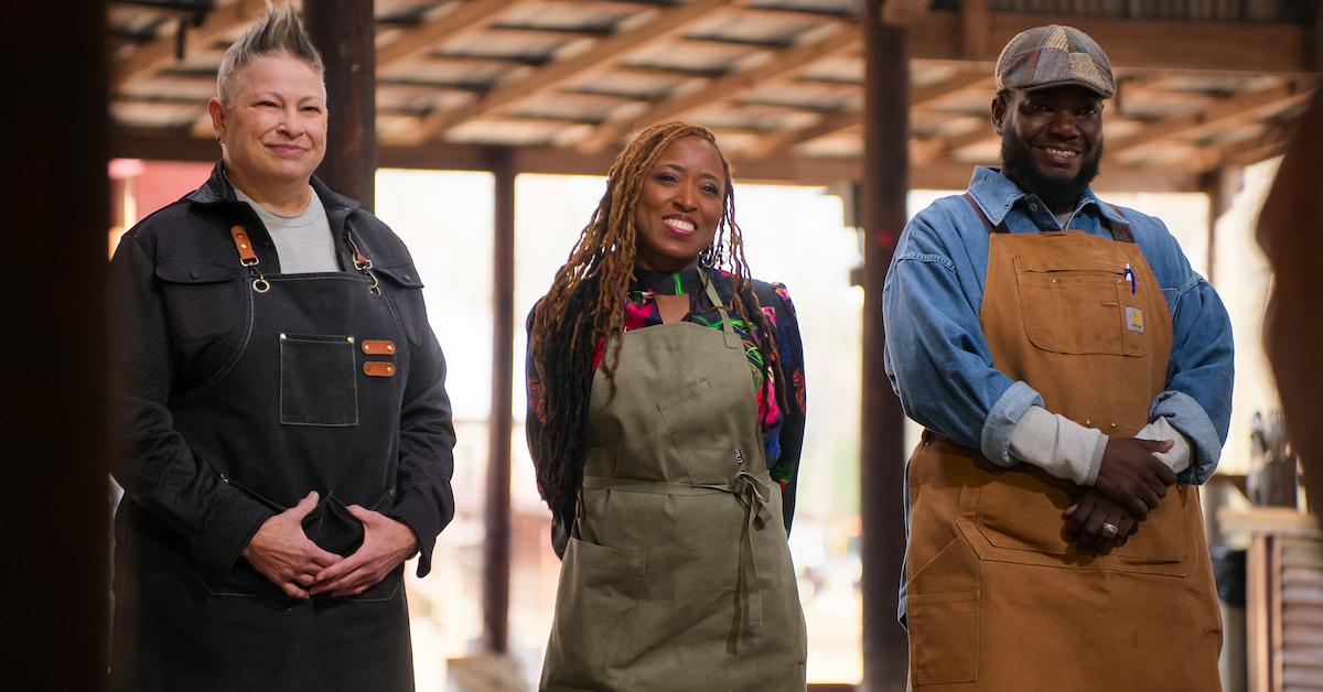 Contestants Sloan Rinaldi, Shaticka Robinson and Gerald Vinnett in episode 307 of 'Barbecue Showdown'.