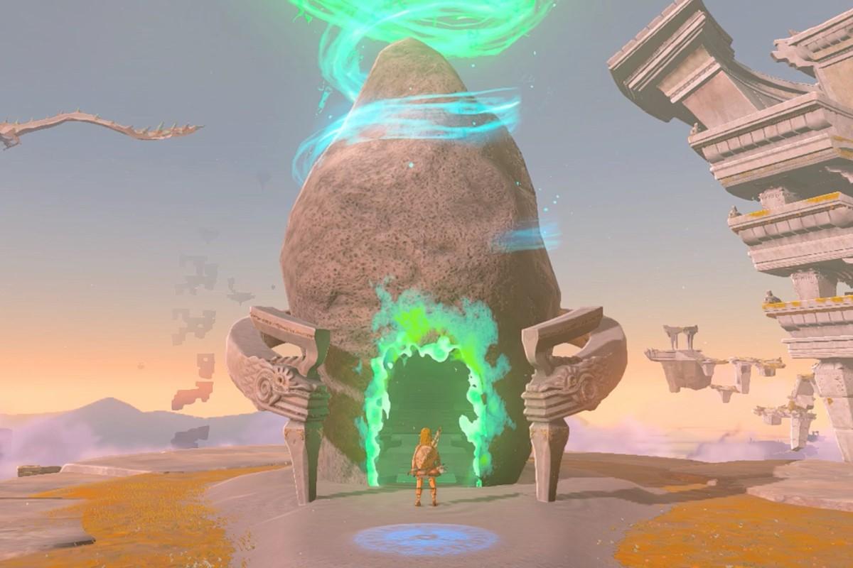 'Tears of the Kingdom' Link heading into one of the Shrines in the game.