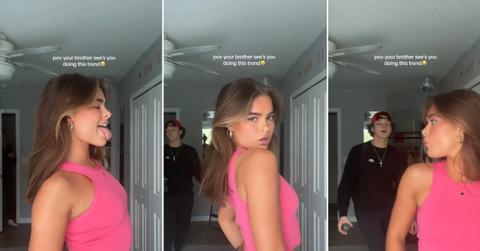 Guilia does the "sticking out your tongue for the picture" challenge.