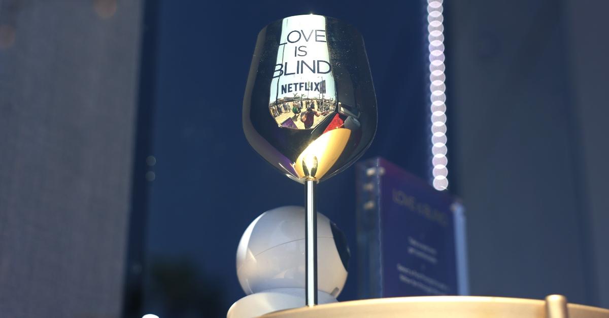 A 'Love Is Blind' wine glass