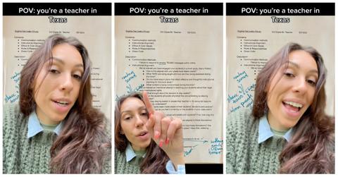 Texas teacher and TikTok user @soph4president shared she was punished for teaching her students about their legal and constitutional rights.