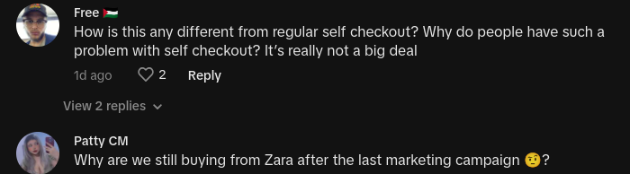 zara own employee self checkout