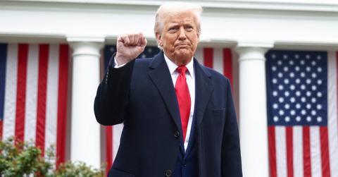 President Donald Trump in front of the White House