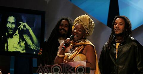 Rita Marley and her sons Damian Marley and Stephen Marley collect the posthumous Lifetime Achievement Award for Bob Marley.