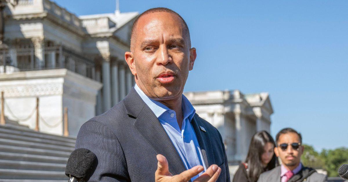 Hakeem Jeffries at a press conference outside the Capitol. 