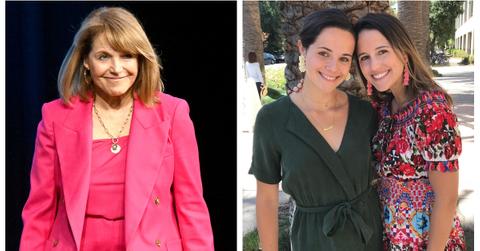 Katie Couric in pink suit at SXSW in 2024; Katie Couric's daughters Ellie and Carrie Monahan