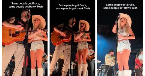 Zach Bryan brings Hawk Tuah Girl Hailey Welch onstage at Nashville show June 2024