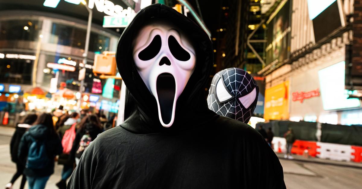 ghost face costume in times square