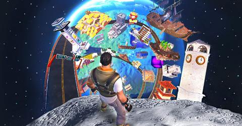 The keyart for the OnlyUp Fortnite! map.