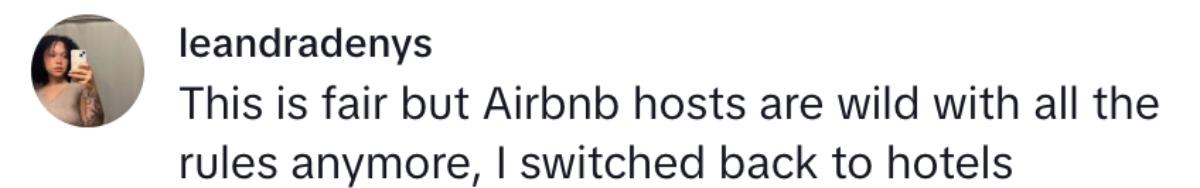 A TkTok comment about rented airbnb used as club