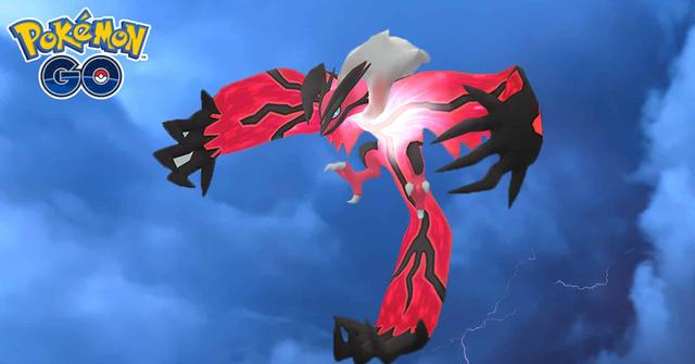 'Pokémon GO' promo art of Yveltal in a stormy sky.