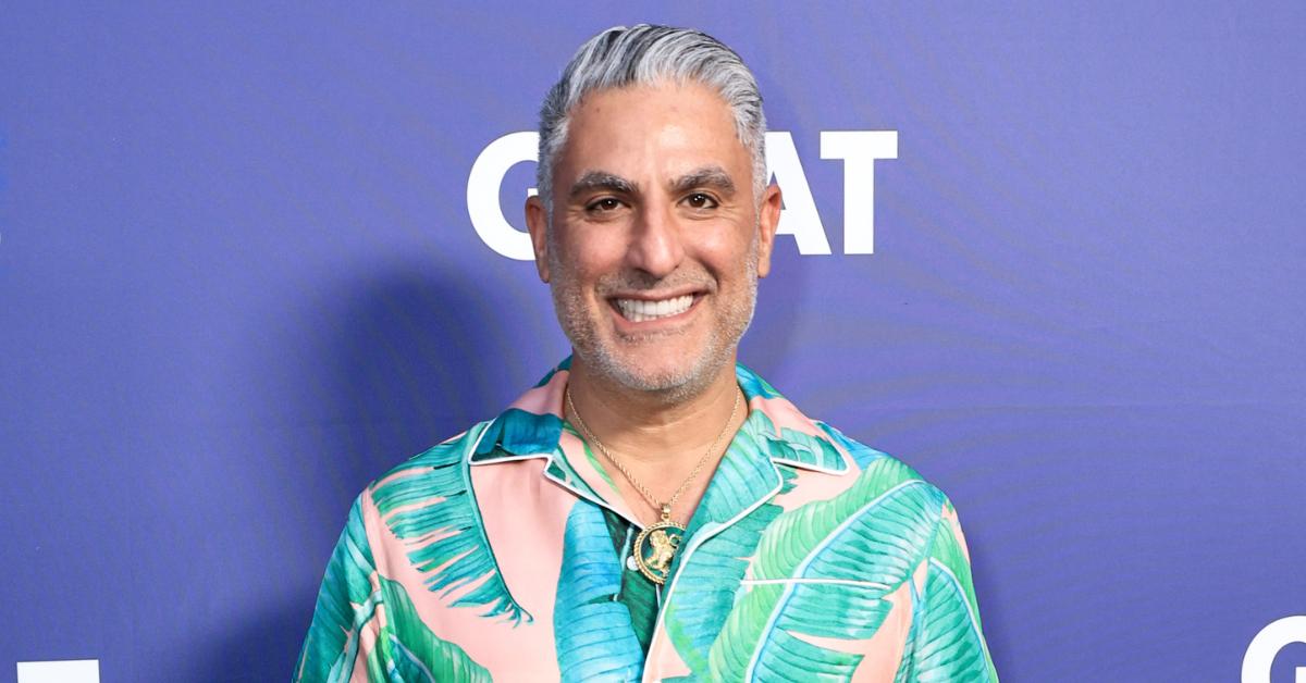 Reza Farahan poses on the red carpet at 'The GOAT' Los Angeles Tastemaker Event on April 30, 2024, in West Hollywood.