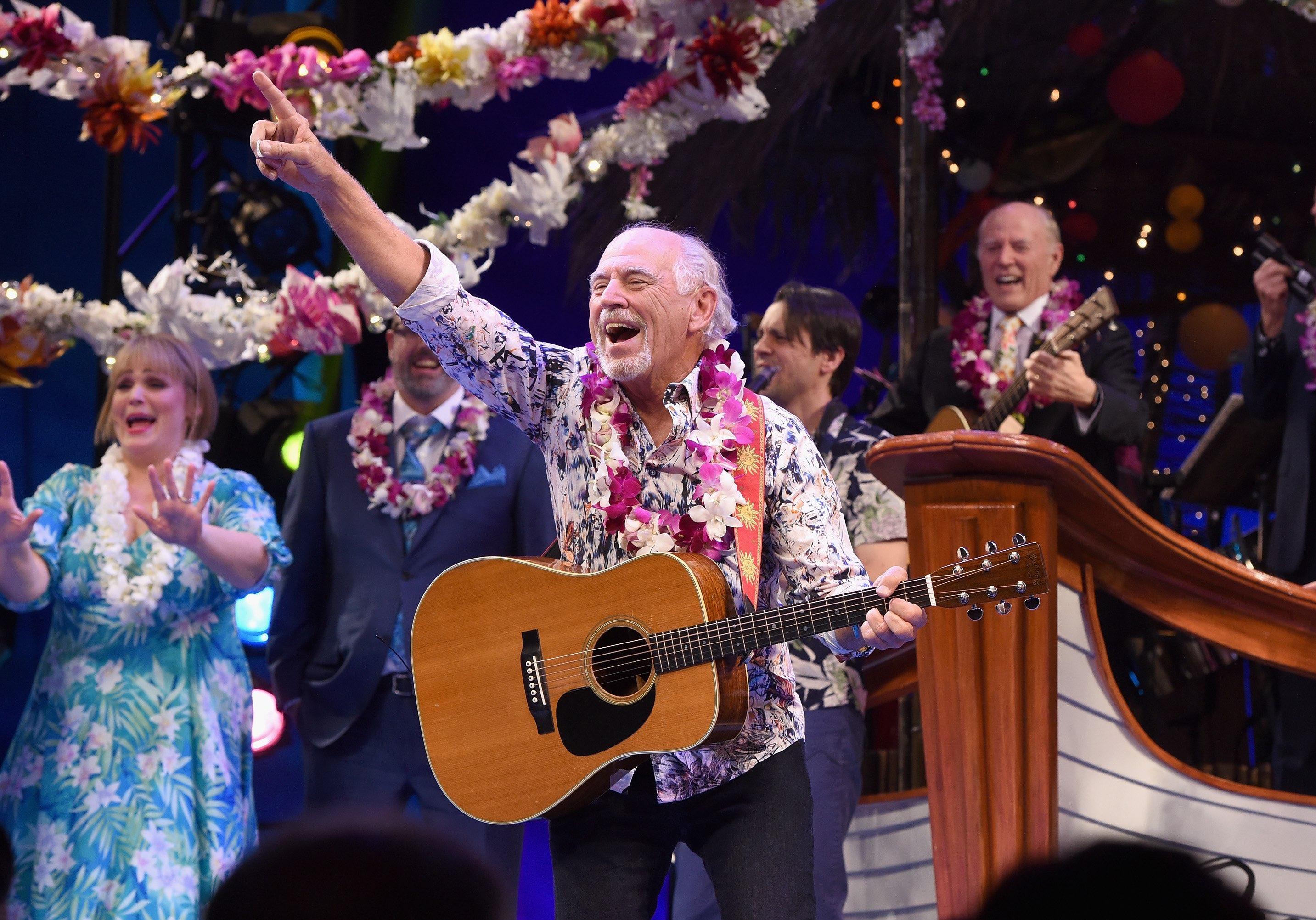 Jimmy Buffett performing during the premiere of his Broadway show.