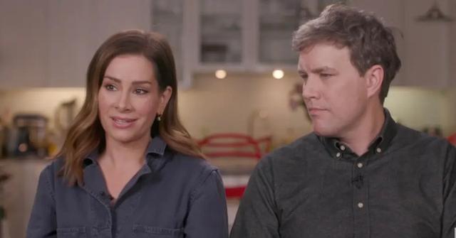 Rebecca Jarvis and husband Matthew Hanson during an interview