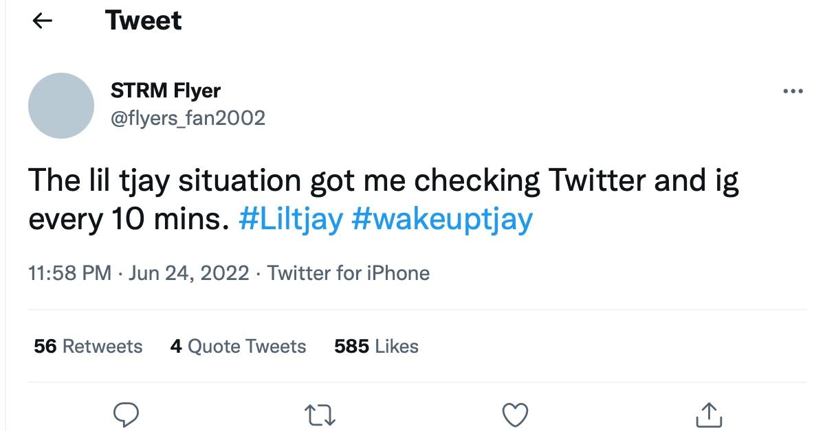 A tweet about Lil Tjay