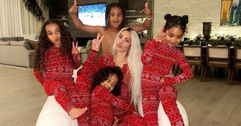 Kim Kardashian with her kids Chicago and Saint and nieces Dream and True