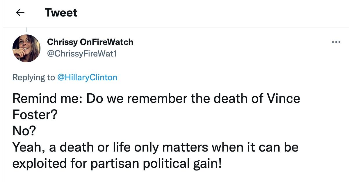 Tweet about Vince Foster's death