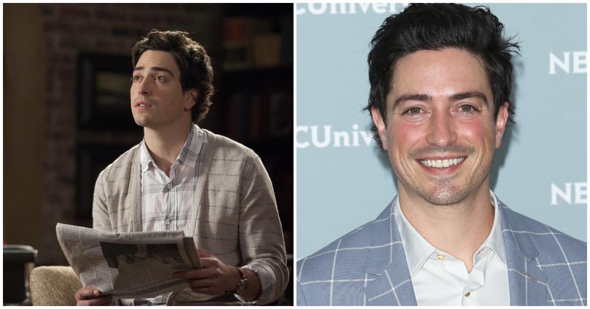 Ben Feldman as Fred the guardian angel and the actor on the red carpet