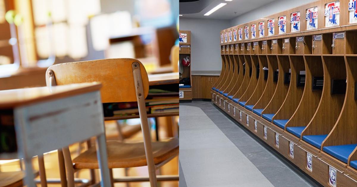 Picture of University Classroom vs Football Locker Room Goes Viral