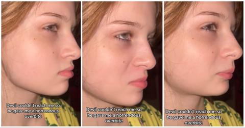 A TikToker uses the "Devil Couldn't Reach Me" trend.