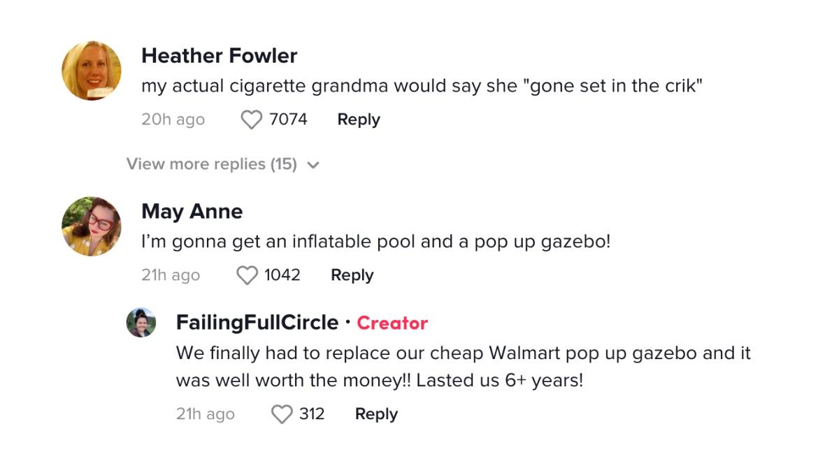 TikTok comment about cigarette grandma summer