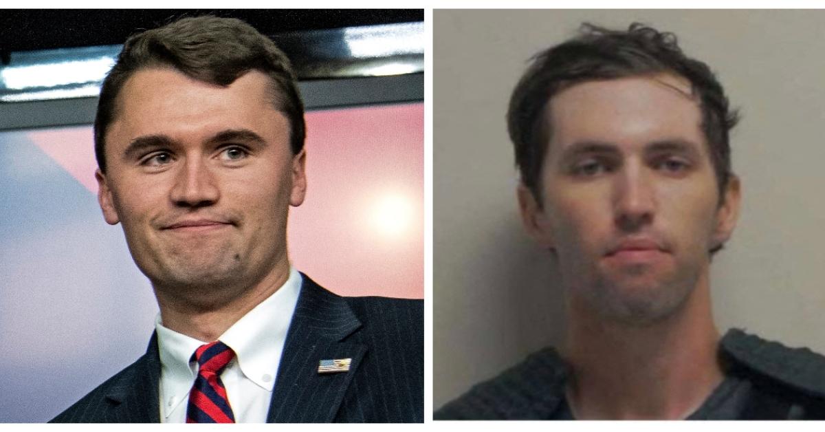 (L-R): Charlie Kirk; Tyler Robinson mug shot