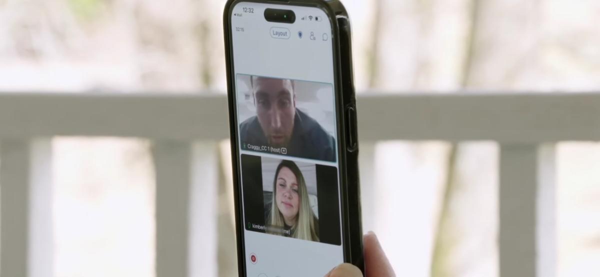 Kim and Joey on a video call on Love After Lockup