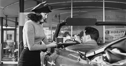 An unnamed waitress takes a customer's order (1950)