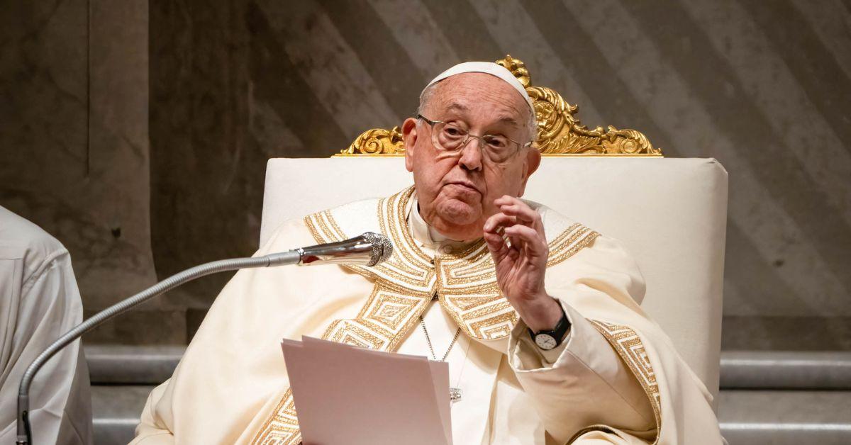 Pope Francis presiding over a service in the Vatican. 