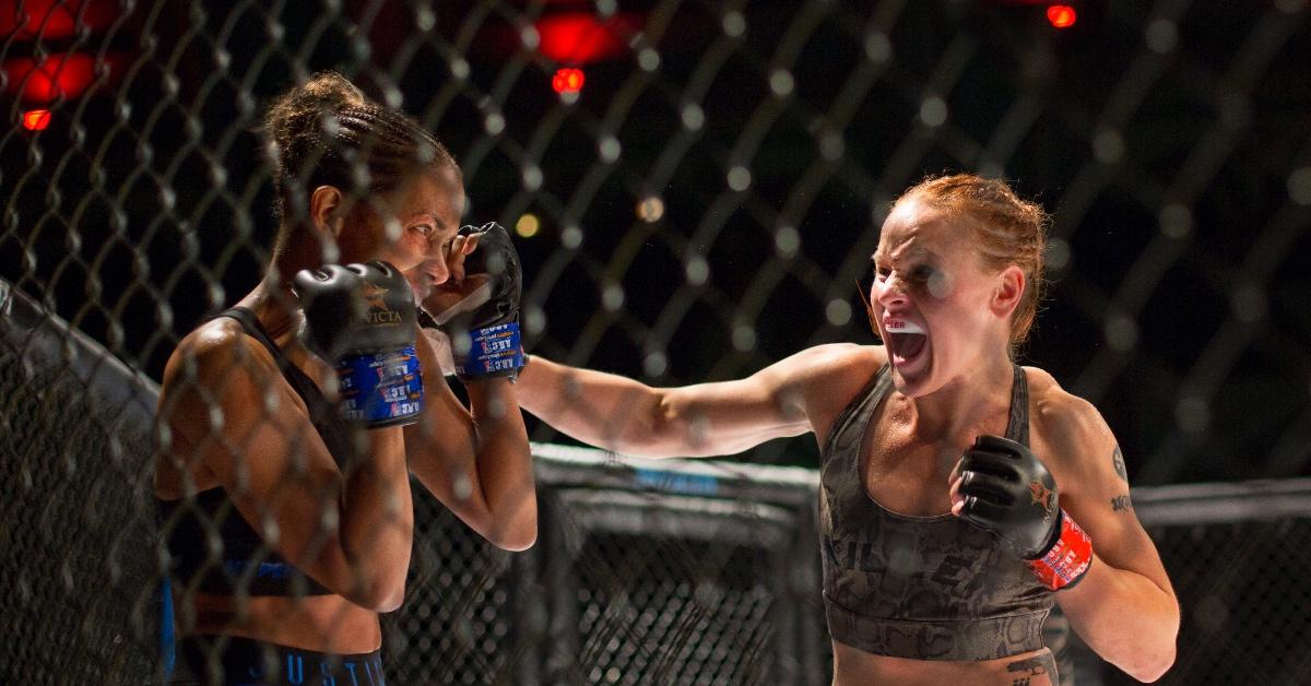 Halle Berry as Jackie Justice and Valentina Shevchenko as Lady Killer in 'Bruised' 