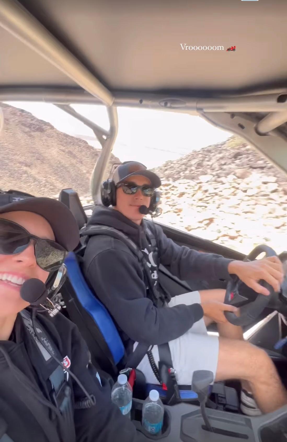 Daisy Kent and Thor Herbst enjoying a ride in the desert on an RZR off-road vehicle on May 5, 2024.