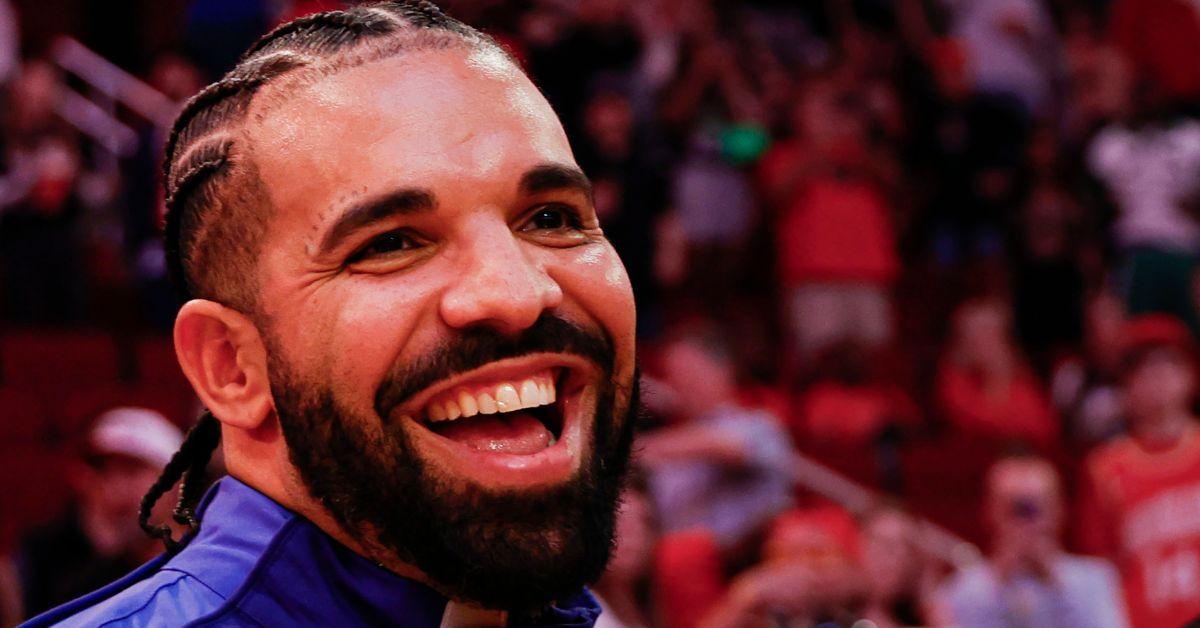 Drake attends a game between the Houston Rockets and the Cleveland Cavaliers