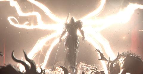 A main character in Diablo IV looking down on enemies.