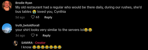 restaurant guest helps server