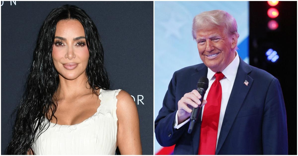 Kim Kardashian and Donald Trump at separate events.