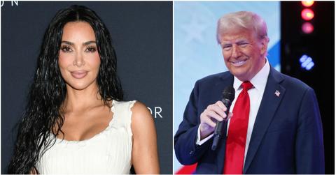 Kim Kardashian and Donald Trump at separate events.