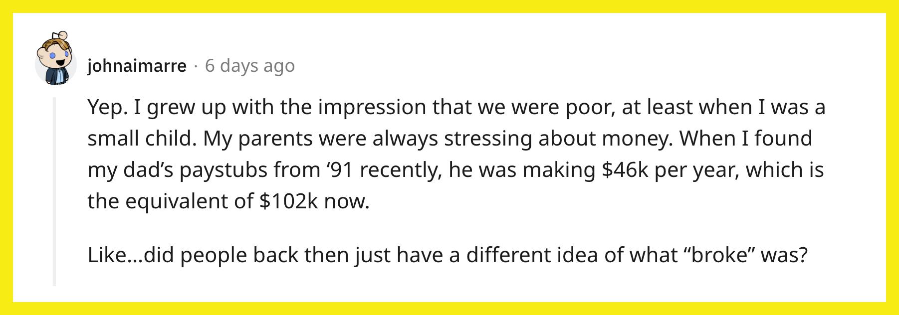 A commenter agrees that "broke" has a different meaning now than it used to